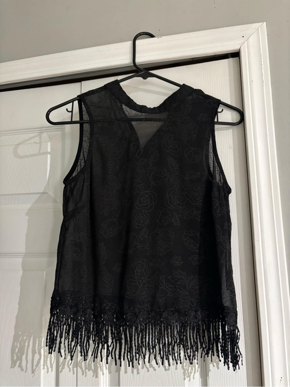Monteau Fringed Mesh Top